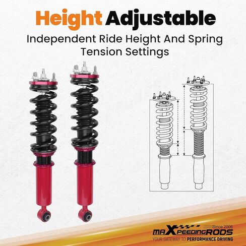 maXpeedingrods Coilovers for Lexus GS300 1998-2005, for Lexus GS400 1998-2000, for Lexus GS430 2001-2005, 24 Levels Damper Adjustable Coilovers Suspension Kit, Height Adjustable Lowering Kit, Red in Kuwait