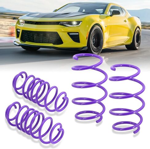 AJP Distributors 1.25" Front & 1.5" Rear Drop Height Suspension Coil Lowering Springs Kit Purple Compatible/Replacement For Camaro SS ZL1 6.2L V8 Coupe 2016 2017 2018 2019 2020 2021 16 17 18 19 20 21 in Kuwait