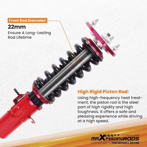maxpeedingrods Coilovers لـ Nissan 350Z RWD 2003-2008، لـ Infiniti G35 RWD 2003-2007، طقم تعليق Coilovers قابل للتعديل للارتفاع، دعامات ممتص الصدمات للتخميد مسبقًا، طقم خفض أحمر in Kuwait