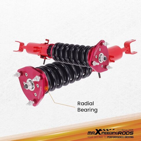 maxpeedingrods Coilovers لـ Nissan 350Z RWD 2003-2008، لـ Infiniti G35 RWD 2003-2007، طقم تعليق Coilovers قابل للتعديل للارتفاع، دعامات ممتص الصدمات للتخميد مسبقًا، طقم خفض أحمر in Kuwait