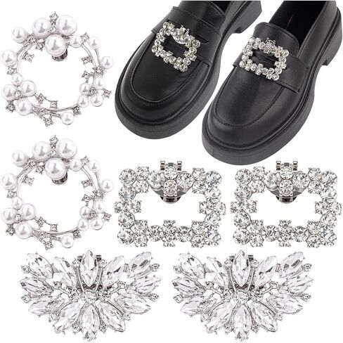 AUEAR, Rhinestone Shoe Clips Sparkling Crystal Shoe Buckles Metal Shoe Clips for Party Wedding in Saudi Arabia