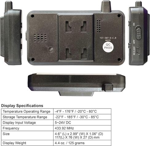 TST 507 Series TPMS - RV Tire Pressure Monitoring System with 4 Flow Thru Sensors & Monochrome Display Monitor for Travel Trailers, Campers and Motorhomes (Metal Valve Stems Required for Flow Thru) in Saudi Arabia