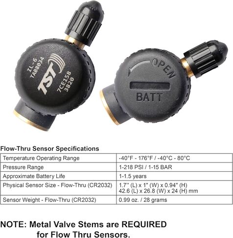 TST 507 Series TPMS - RV Tire Pressure Monitoring System with 4 Flow Thru Sensors & Monochrome Display Monitor for Travel Trailers, Campers and Motorhomes (Metal Valve Stems Required for Flow Thru) in Saudi Arabia