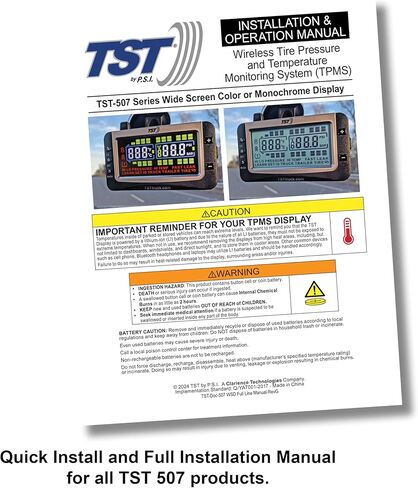TST 507 Series TPMS - RV Tire Pressure Monitoring System with 4 Flow Thru Sensors & Monochrome Display Monitor for Travel Trailers, Campers and Motorhomes (Metal Valve Stems Required for Flow Thru) in Saudi Arabia