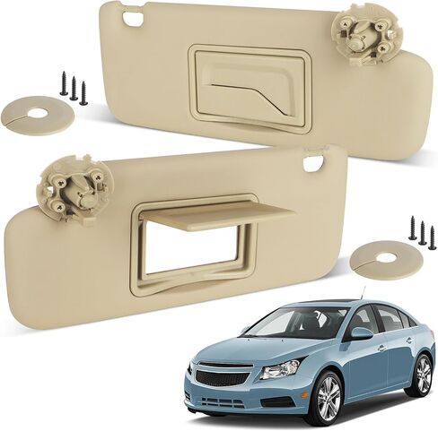 ItranMc Sun Visor Driver&Passenger Side for 2011-2019 Chevy Cruze, Beige, Left&Right Side Car Visor with Mirror,Without Light,Replacement#84126657 84126666 in Saudi Arabia