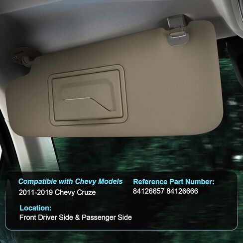 ItranMc Sun Visor Driver&Passenger Side for 2011-2019 Chevy Cruze, Beige, Left&Right Side Car Visor with Mirror,Without Light,Replacement#84126657 84126666 in Saudi Arabia