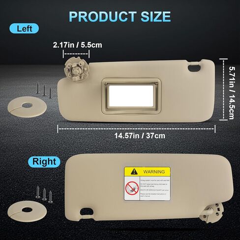 ItranMc Sun Visor Driver&Passenger Side for 2011-2019 Chevy Cruze, Beige, Left&Right Side Car Visor with Mirror,Without Light,Replacement#84126657 84126666 in Saudi Arabia