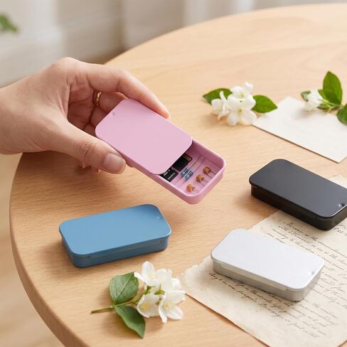 SULIKJHUI 7 Pcs Mint Tins Empty, Mini Metal Tin Box Containers, Rectangular Slide Top Metal Containers for Candy, Jewelry, Crafts in Kuwait