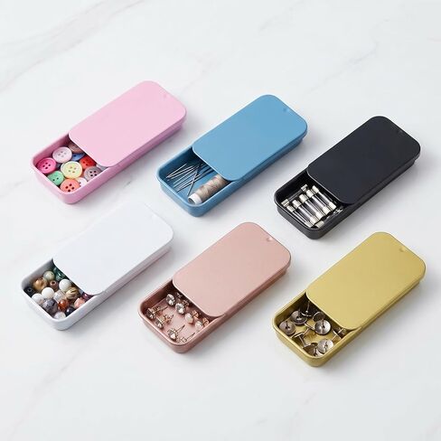 SULIKJHUI 7 Pcs Mint Tins Empty, Mini Metal Tin Box Containers, Rectangular Slide Top Metal Containers for Candy, Jewelry, Crafts in Kuwait