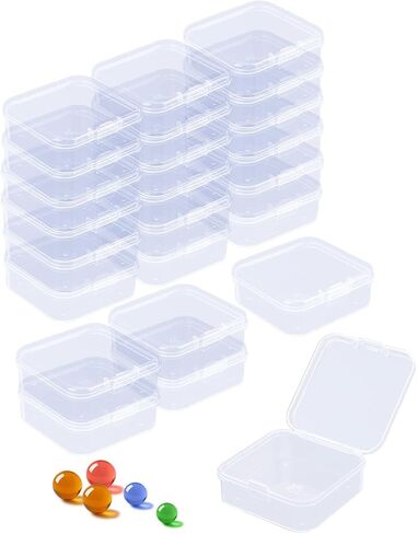 Small Plastic Case, 24 Pack Clear Plastic Beads Storage Containers Clear Craft Storage Boxes Mini Storage Containers For Small Items, Crafts, Jewelry, Hardware (3 x 3 x 1.2 inches) in Saudi Arabia