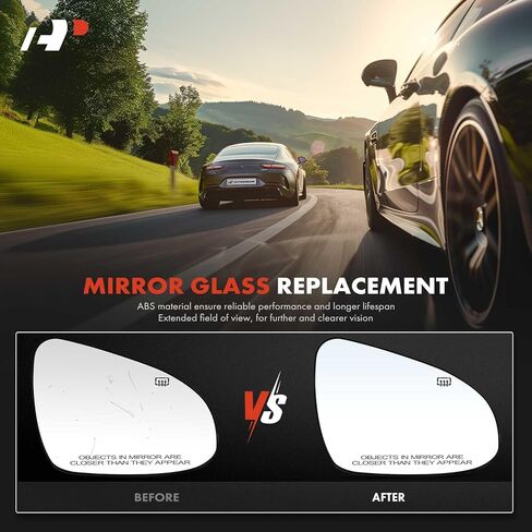 A-Premium Right Passenger Side Power Heated Mirror Glass with Backing Plate Compatible with Toyota Corolla 2014 2015 2016 2017 2018 2019 - Rear View Mirrors Glass, Replace # 8793102F90 in Kuwait