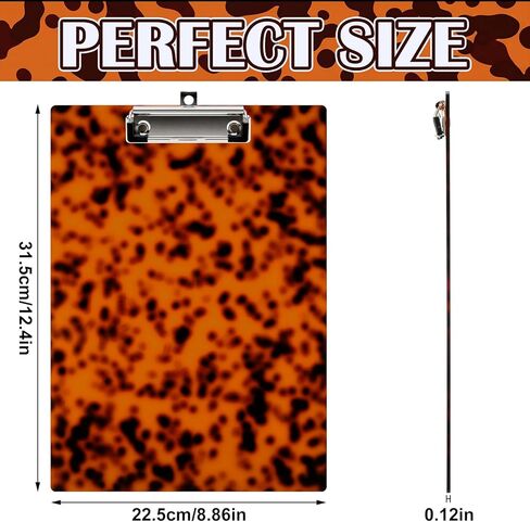 Tortoise Shell Acrylic Clipboard 12.5" x 9" A4 Letter Size Clipboard with with Low Profile Metal Clip for Women Nurses Aesthetic Decorative Office Supplies Desk Accessories in Kuwait