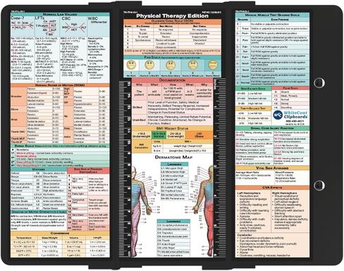 Whitecoat Clipboard® Trifold - إصدار العلاج الطبيعي (أسود، ثلاثي الطي) in Kuwait