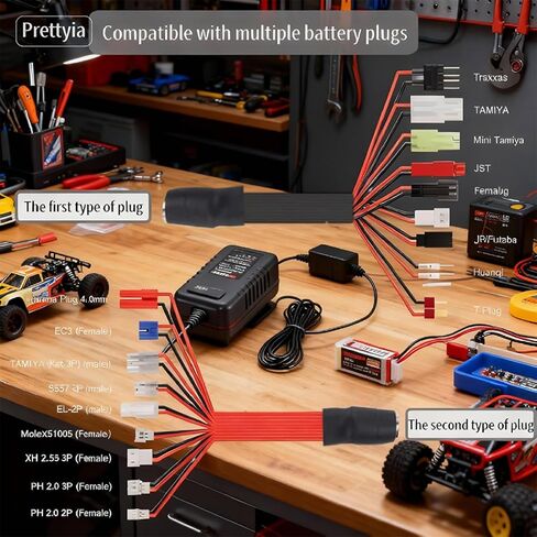 شاحن بطارية Prettyia Rc 19 مجموعة من شواحن بطاريات nimh قابلة للتطبيق 2.4 فولت 3.2 فولت 4.8 فولت 7.4 فولت 8.4 فولت 9.6 فولت 10.8 فولت 12 فولت شحن سريع سيارة التحكم عن بعد شاحن ذكي لطائرات التحكم عن بعد in Kuwait