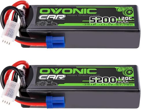 بطارية OVONIC 3S LiPo 11.1V 5200mAh 120C مع قابس EC5 (عبوتان) in Kuwait