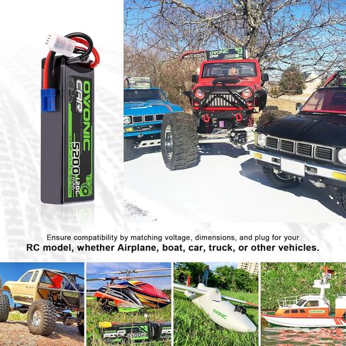 بطارية OVONIC 3S LiPo 11.1V 5200mAh 120C مع قابس EC5 (عبوتان) in Kuwait