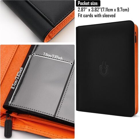 Premium-SV 540 Pockets Card Binder,Label Design,9 Pocket Trading Card Zipper Binder, Ringless Side Loading Trading Card Album, Folder for TCG,MTG,Sports other Cards -Black&Orange in Saudi Arabia