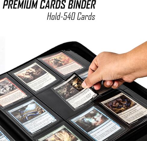 Premium-SV 540 Pockets Card Binder,Label Design,9 Pocket Trading Card Zipper Binder, Ringless Side Loading Trading Card Album, Folder for TCG,MTG,Sports other Cards -Black&Orange in Saudi Arabia