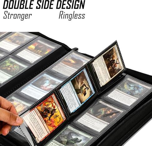 Premium-SV 540 Pockets Card Binder,Label Design,9 Pocket Trading Card Zipper Binder, Ringless Side Loading Trading Card Album, Folder for TCG,MTG,Sports other Cards -Black&Orange in Saudi Arabia