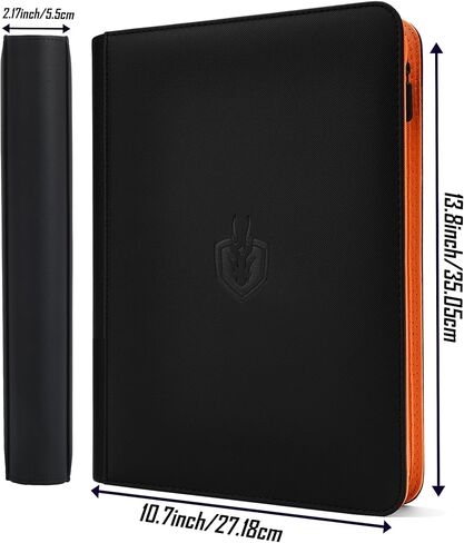 Premium-SV 540 Pockets Card Binder,Label Design,9 Pocket Trading Card Zipper Binder, Ringless Side Loading Trading Card Album, Folder for TCG,MTG,Sports other Cards -Black&Orange in Saudi Arabia