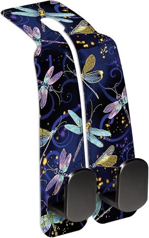 Car Seat Back Storage Headrest Hook, Premium Leather Double Metal Hook, Hanger Storage Organizer for Purse Cloth Bag, Car Interior Accessories Cute Retro Flowers in Kuwait