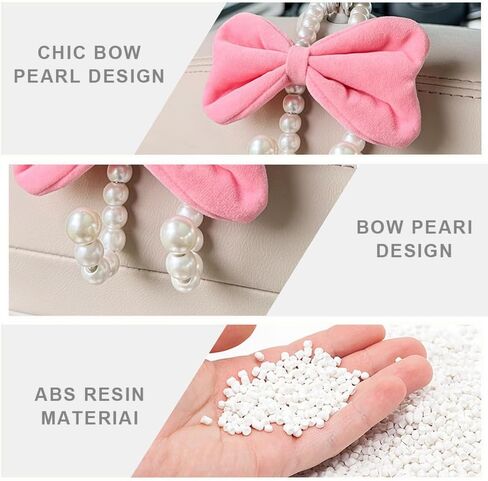 2PCS Car Seat Headrest Hooks, Cute Bow Car Hooks for Purses and Bags (Pink) in Kuwait