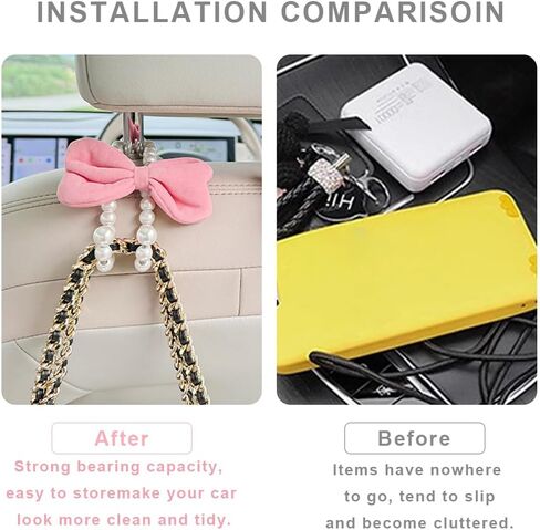 2PCS Car Seat Headrest Hooks, Cute Bow Car Hooks for Purses and Bags (Pink) in Kuwait