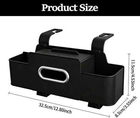 Car Organizer and Storage Box, Multifunctional Car Organizer Back Seat, Large Capacity Car Organizers and Storage Box for Phone, Drinks, Handbag, Travel Use, Compatible with Most Vehicles (Black) in Saudi Arabia
