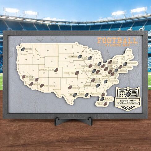Luoyadee Football Stadium Map Tracker, American Football Stadium Map Checklist for Footble Fans, Fathers Day Christmas Valentines Gifts for Boyfriend Husband Son Daughter in Saudi Arabia