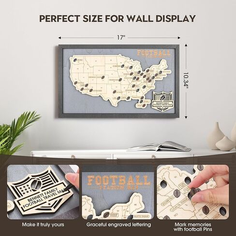 Luoyadee Football Stadium Map Tracker, American Football Stadium Map Checklist for Footble Fans, Fathers Day Christmas Valentines Gifts for Boyfriend Husband Son Daughter in Saudi Arabia