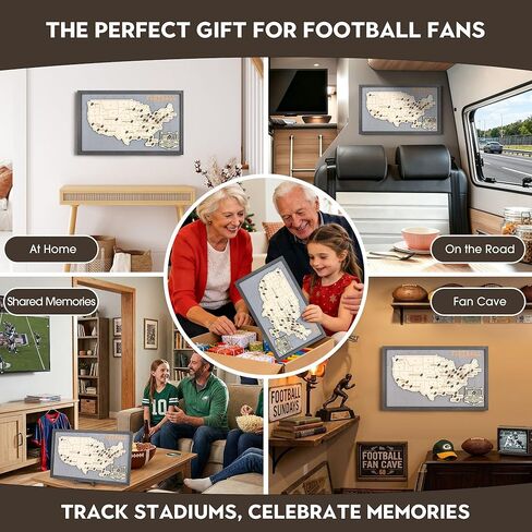 Luoyadee Football Stadium Map Tracker, American Football Stadium Map Checklist for Footble Fans, Fathers Day Christmas Valentines Gifts for Boyfriend Husband Son Daughter in Saudi Arabia