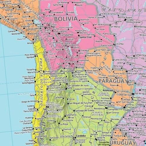 MapSherpa: خريطة حائط سياسية لأمريكا الجنوبية - مضغوطة - ملصق مقاس 16 × 19.75 بوصة - تصفيح أمامي in Kuwait