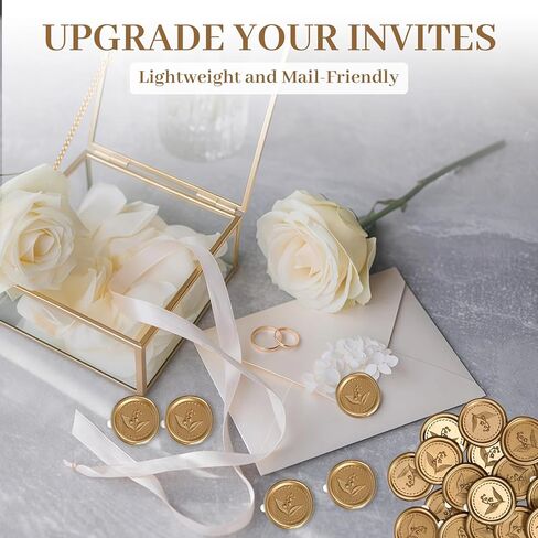 50Pcs Lily of The Valley Wax Seal Stickers, Antique Gold Self-Adhesive Wedding Invitation Envelope Seal Stickers, Perfect for Invitation, Christmas, Gift Wrapping, Scrapbooking in Saudi Arabia