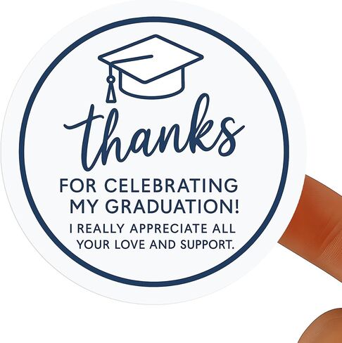 ملصقات snlpuith Graduation Thanks You: 120 قطعة من أختام مظاريف مستديرة مقاس 1.6 بوصة، ملصقات ورقية مطلية بطباعة زرقاء كلاسيكية لإعلانات التخرج، هدايا الحفلات، أكياس المكافآت، غلاف الهدايا in Kuwait