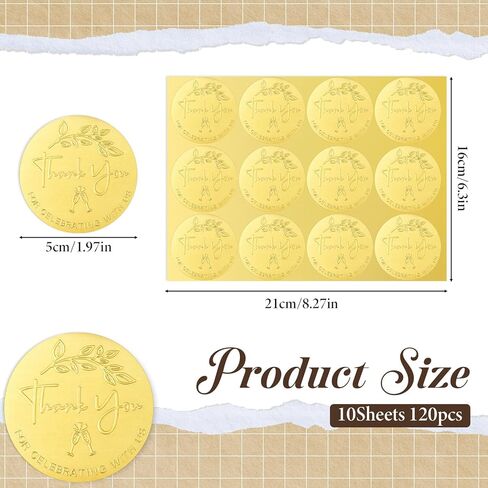 120 PCS Thank You for Celebrating with Us Sticker, Gold Foil Embossed Wedding Stickers Round Favor Tags 1.97 Inch Seal Labels for Gift Packaging Party Decor in Saudi Arabia