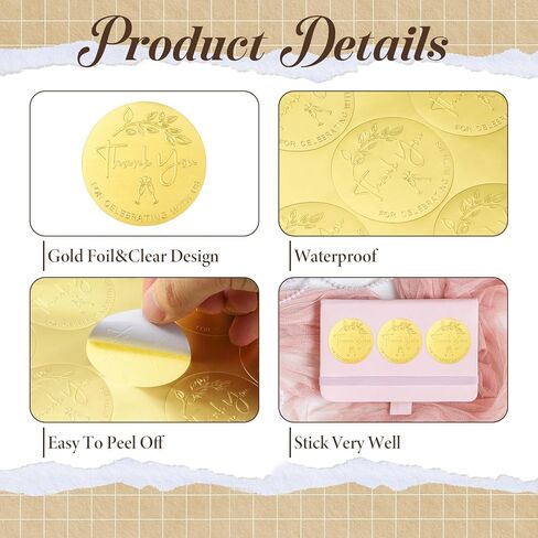 120 PCS Thank You for Celebrating with Us Sticker, Gold Foil Embossed Wedding Stickers Round Favor Tags 1.97 Inch Seal Labels for Gift Packaging Party Decor in Saudi Arabia