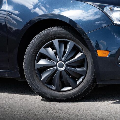 Alpena Action Vehicle Wheel Covers, Premium European-Made Rim Covers with 3-Step Retention System, Durable Hub Caps Fits Most Steel Wheels, Set of 4, 16 Inch, Black in Saudi Arabia