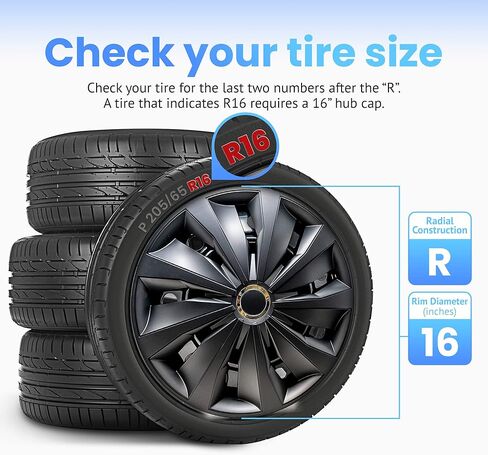 Alpena Action Vehicle Wheel Covers, Premium European-Made Rim Covers with 3-Step Retention System, Durable Hub Caps Fits Most Steel Wheels, Set of 4, 16 Inch, Black in Saudi Arabia