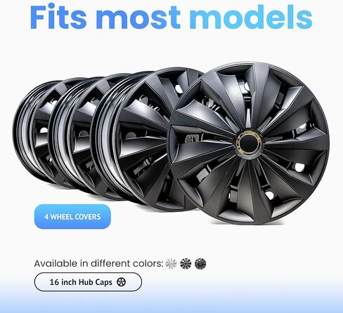 Alpena Action Vehicle Wheel Covers, Premium European-Made Rim Covers with 3-Step Retention System, Durable Hub Caps Fits Most Steel Wheels, Set of 4, 16 Inch, Black in Saudi Arabia