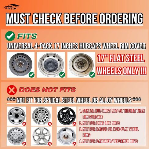 17 Inch Universal Hubcaps, Grey & Black Snap-On Wheel Covers, Compatible with Most Standard Steel Wheels, Cars Sedans & SUV, Set of 4 (Grey and Black) in Saudi Arabia