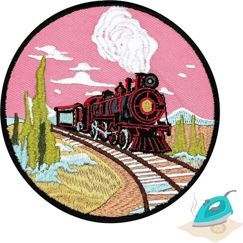 3.5" Train Patch, Train Patches Applique - Vintage Embroidered Patches - Applique Patches for Kids/Children - Western Patches - Kids Patches Iron On - Kids Applique - Boys Iron On Patches in Saudi Arabia