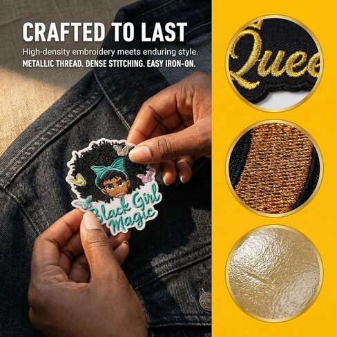 22PCS Black Girl Magic Patches, Empowerment Quote Embroidered Appliques for Clothes, Jackets, Hats & Bags, Iron-On or Sew-On Set in Kuwait