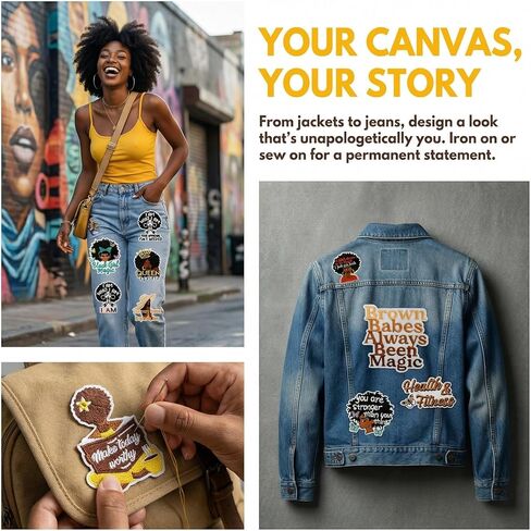 22PCS Black Girl Magic Patches, Empowerment Quote Embroidered Appliques for Clothes, Jackets, Hats & Bags, Iron-On or Sew-On Set in Kuwait