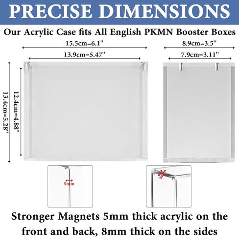 Acrylic PKMN Booster Box Case Display Stackable - Ultra Thick 8mm + 5mm Reinforced Edges,Strong Magnets Secure Magnetic Closure, Dust-Proof Collector Storage Protector Cases in Saudi Arabia