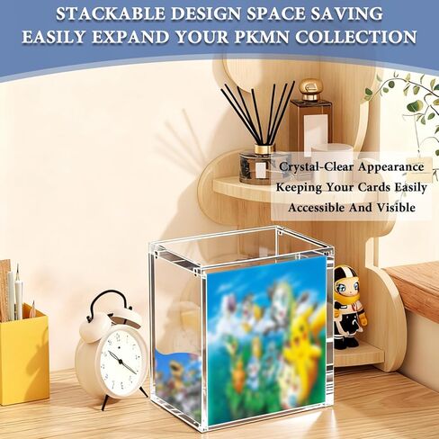 Acrylic PKMN Booster Box Case Display Stackable - Ultra Thick 8mm + 5mm Reinforced Edges,Strong Magnets Secure Magnetic Closure, Dust-Proof Collector Storage Protector Cases in Saudi Arabia