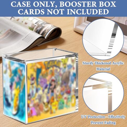 Acrylic PKMN Booster Box Case Display Stackable - Ultra Thick 8mm + 5mm Reinforced Edges,Strong Magnets Secure Magnetic Closure, Dust-Proof Collector Storage Protector Cases in Saudi Arabia
