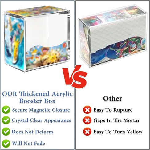 Acrylic PKMN Booster Box Case Display Stackable - Ultra Thick 8mm + 5mm Reinforced Edges,Strong Magnets Secure Magnetic Closure, Dust-Proof Collector Storage Protector Cases in Saudi Arabia