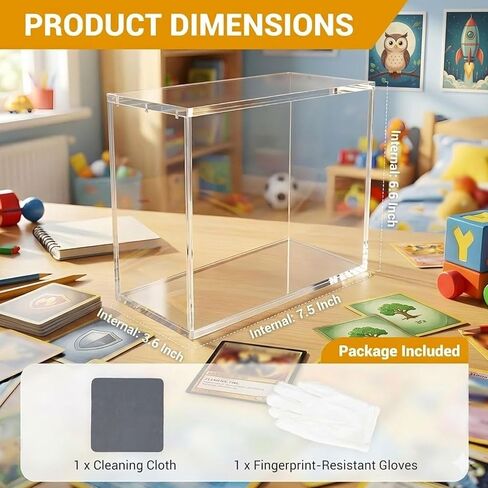 Acrylic Box, 6mm Ultra Thick Protector case with Magnetic lid and Round Edges, Clear dust-Proof Display for TCG Elite Trainer Boxes, Premium Storage Including Cleaning Cloth and Gloves. in Saudi Arabia