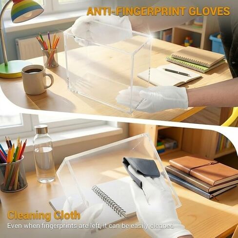 Acrylic Box, 6mm Ultra Thick Protector case with Magnetic lid and Round Edges, Clear dust-Proof Display for TCG Elite Trainer Boxes, Premium Storage Including Cleaning Cloth and Gloves. in Saudi Arabia