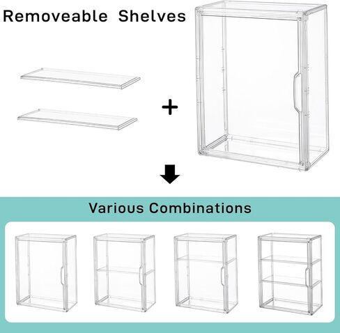 3 Tier Acrylic Display Case for Figures, Stackable Clear Storage Organizer Box with Magnetic Door & Adjustable Shelves for Collectibles, Action Figures & Miniatures, Wall-Mounted or Desktop Showcase in Saudi Arabia